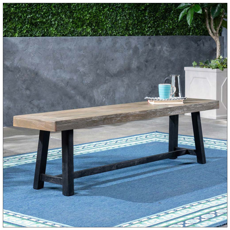 Banc d'extérieur en bois d'acacia, Black-2pieces