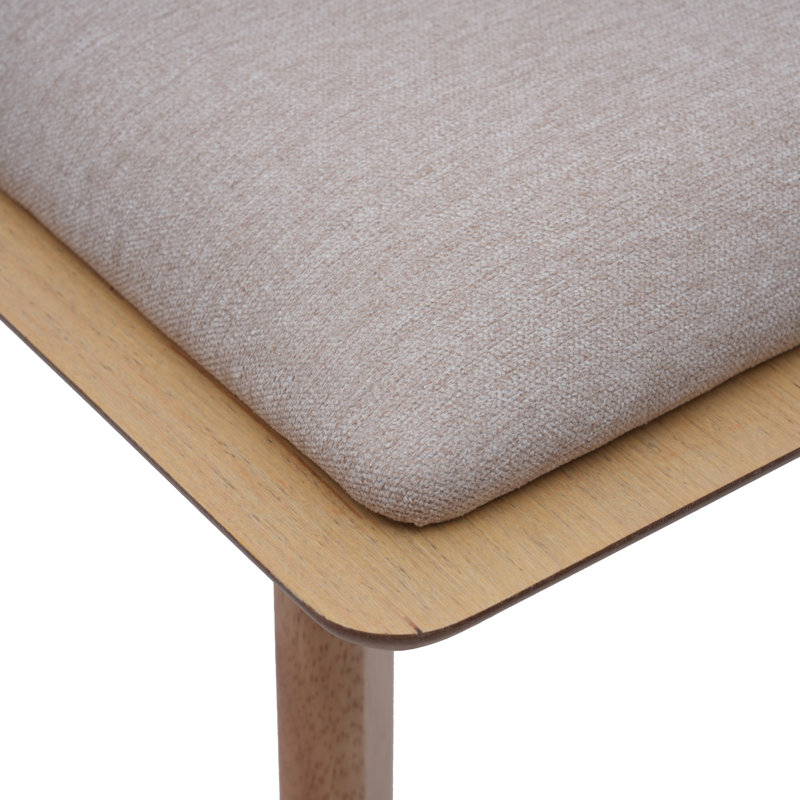 Upholstered Solid Wood Bench, Beige , 20" H x 46" W x 14' D , Brown