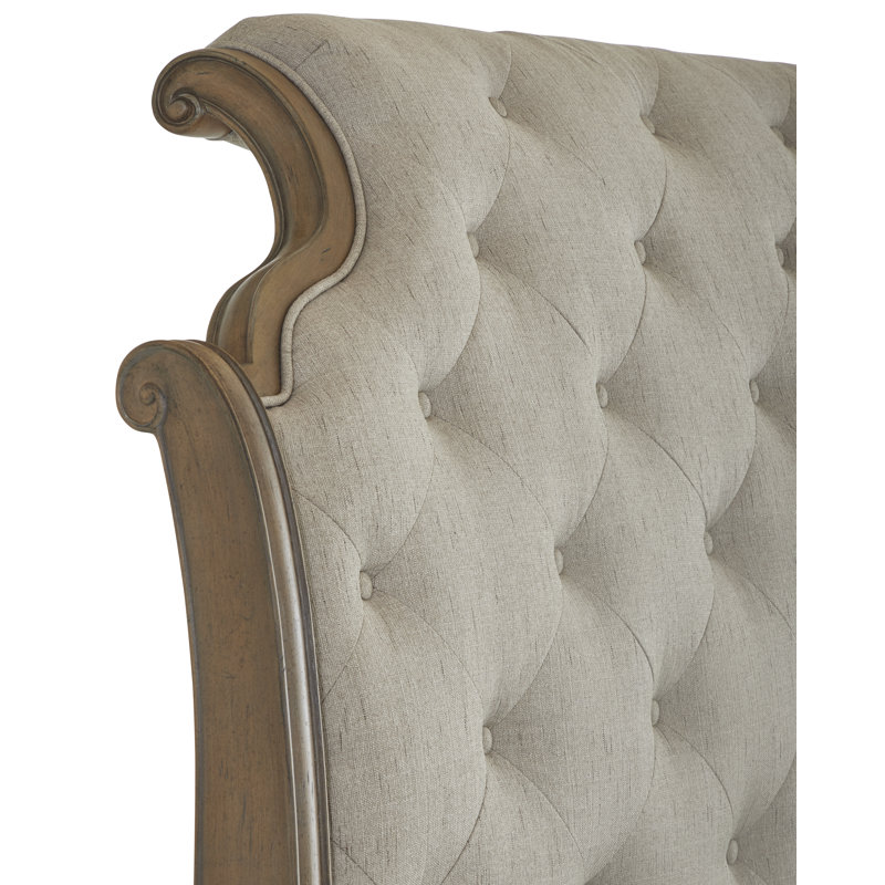 Upholstered Sleigh Bed, Queen, Wood