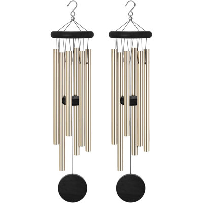Ensemble de 2 carillons à vent pour l'extérieur, carillons pour le jardin avec 6 tubes en alliage d'aluminium et crochet, carillons pour la décoration du patio extérieur