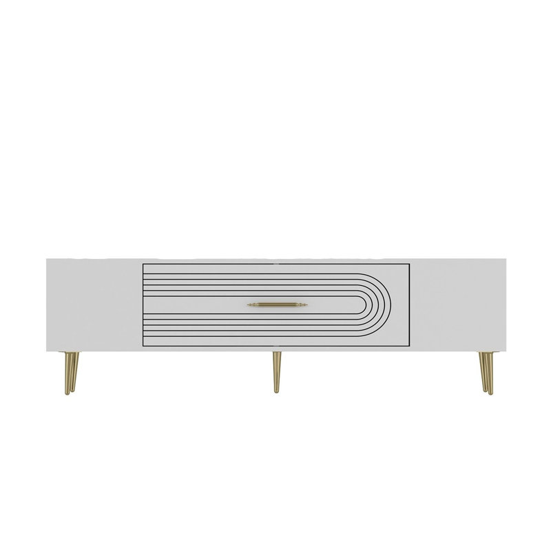 Olivia TV Stand, White/Gold, 150cm
