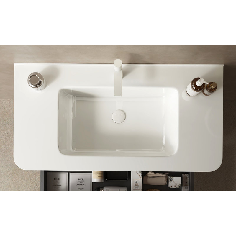 NOOR 36" Bathroom Sink Without Cabinet, White Ceramic Basin