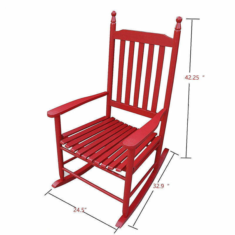 Chaise berçante en bois rose rouge, Rose rouge