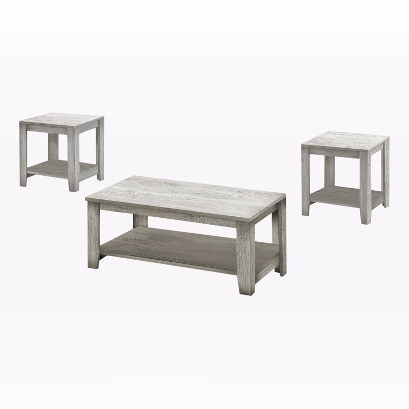 Ensemble de table transitionnelle 3 pièces Isidora en stratifié gris, H 19,57 po x l 19,84 po x P 19,86 po