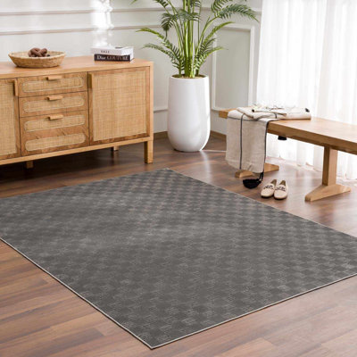 Tapis noir lavable à la machine Kwan
