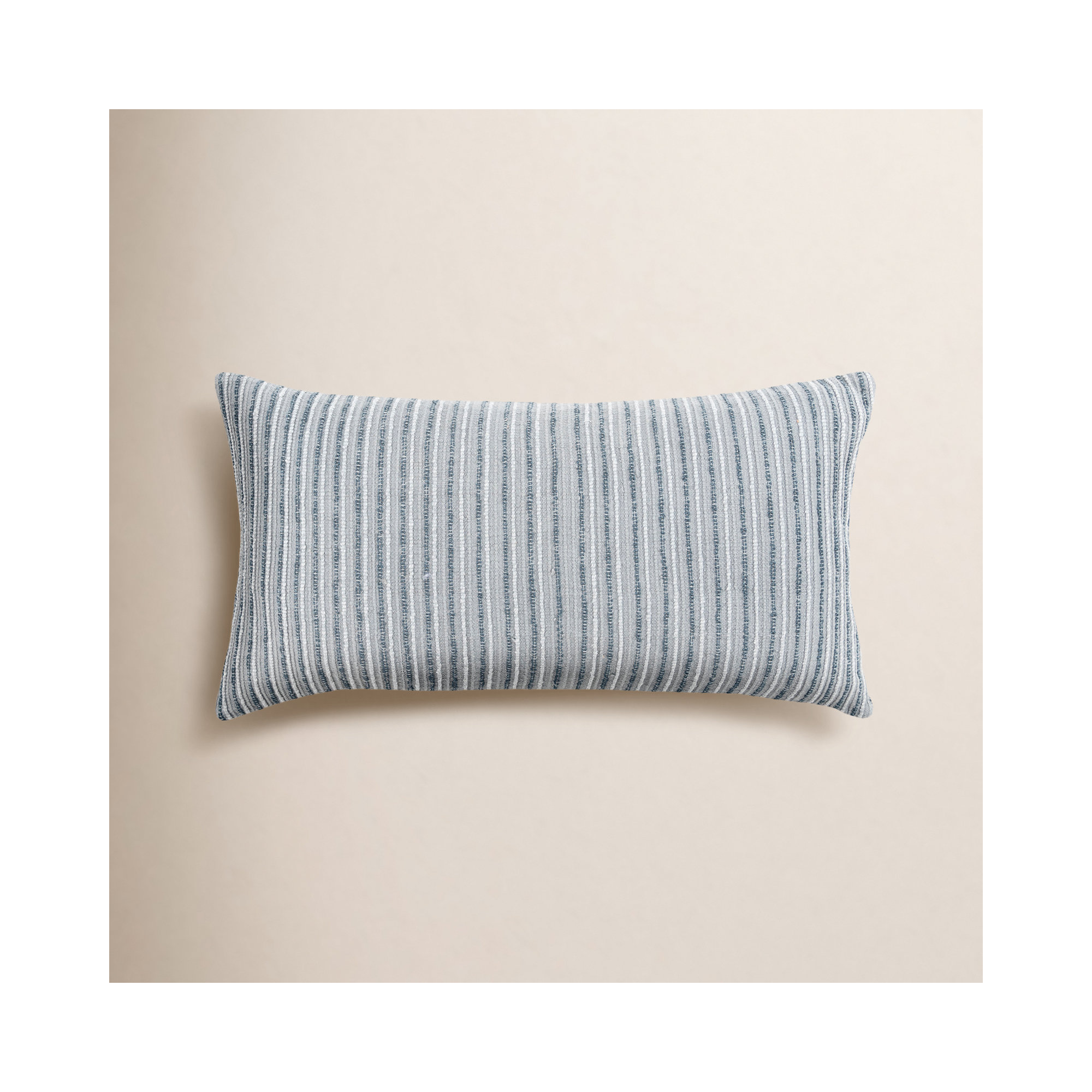 Leifsson Striped Cotton Lumbar Throw Pillow, Light Blue