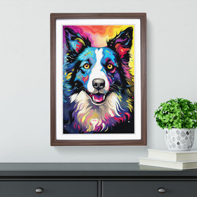 Border Collie Modern - Framed Print