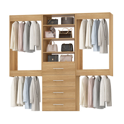Modular Closet System, Versatile and Customizable Walk-In Design for Efficient Storage and Organization, Wood