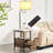 Floor Lamp With Side Table, Rustic End Table With USB & Type-C Ports, 2 Outlets And Storage Drawers, Adjustable Lampshade For Living Room Bedroom