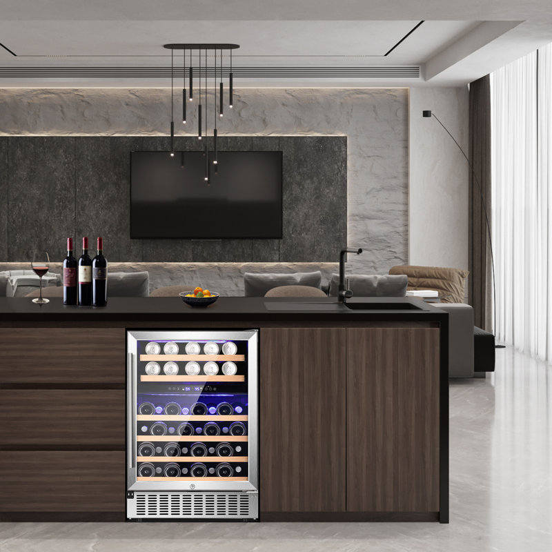 Cowsar 46 Bottle Dual-Zone Wine Cooler/Cabinet Beverage Refrigerator with Temperature Lock