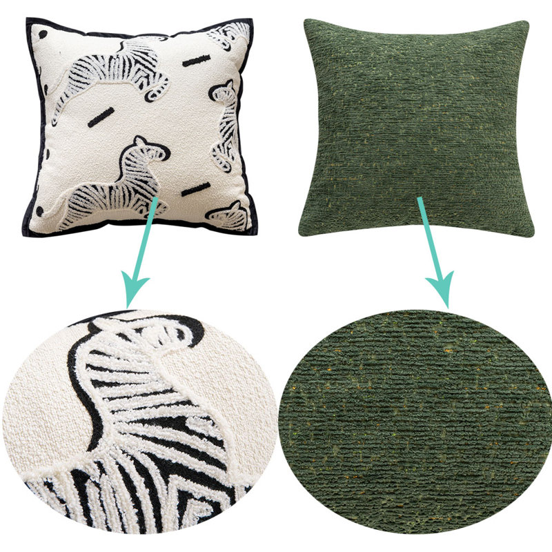 2pcs White Green Throw Pillow Case Cushion for Couch Sofa 18 x 18-Inch