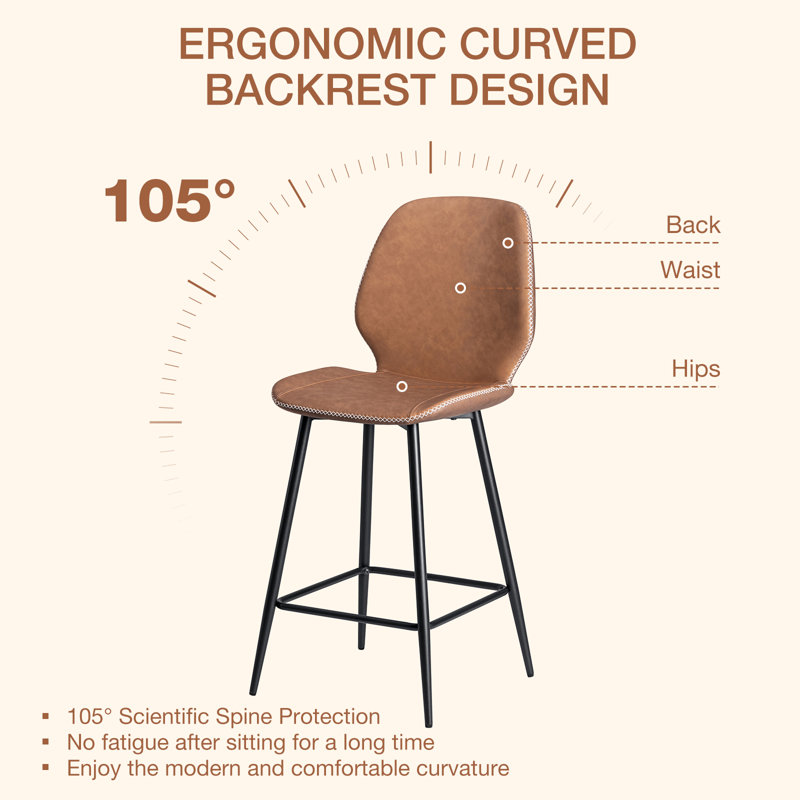 Upholstered Counter Stool With Metal Frame, Counter Stool (26” Seat Height), 2