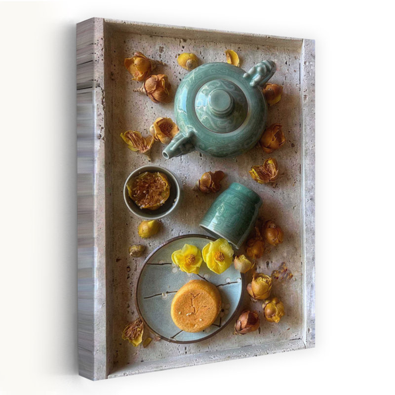 «Tranquil Asian Tea Cerémonie», reproduction d'art contemporain abstraite, H 24 po x l 16 po