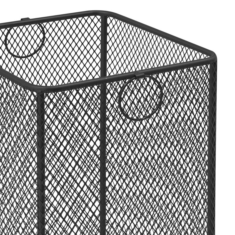 Metal Mesh Rolling Laundry Basket, Matte Black