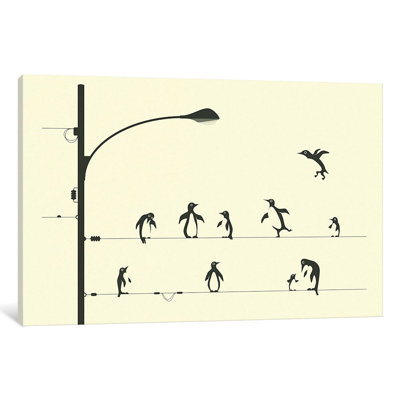 « penguins on a wire », impression sur toile
