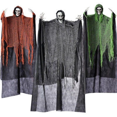 3 Pcs Halloween Hanging Grim Reapers One 67 Two 47 Grim Reapers Halloween Skeleton Flying Ghost For Halloween Outdoor Decoration Haunted Haunted