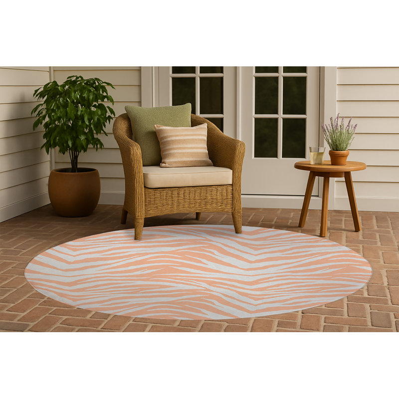 Tapis d'extérieur antidérapant à motif zébré, Rond 5 pi