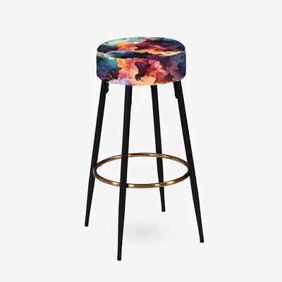 Blue And Purple Cosmic Voyage Marble Pattern - Marble Bar Stools Set Of 2