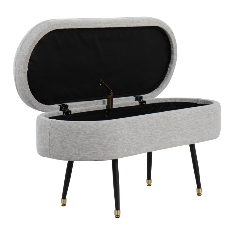 Nicastro Upholstered Flip Top Storage Bench, Light Gray