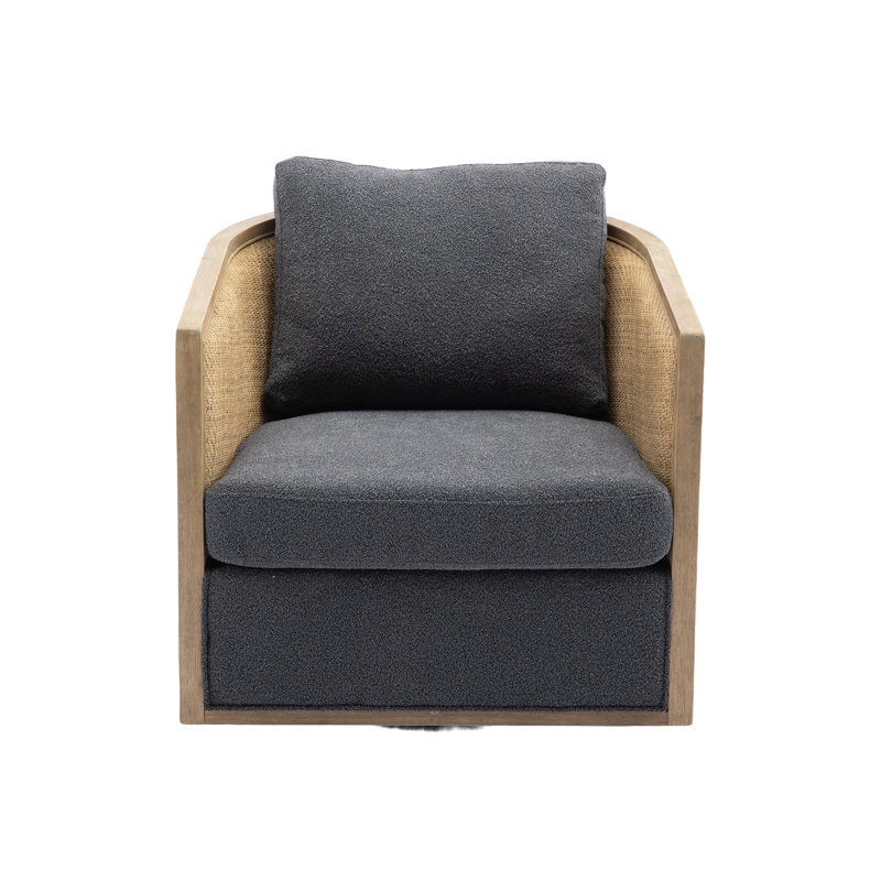 Swivel Barrel Chair,Comfy Round Accent Sofa Chair For Living Room, Carbon Black 
