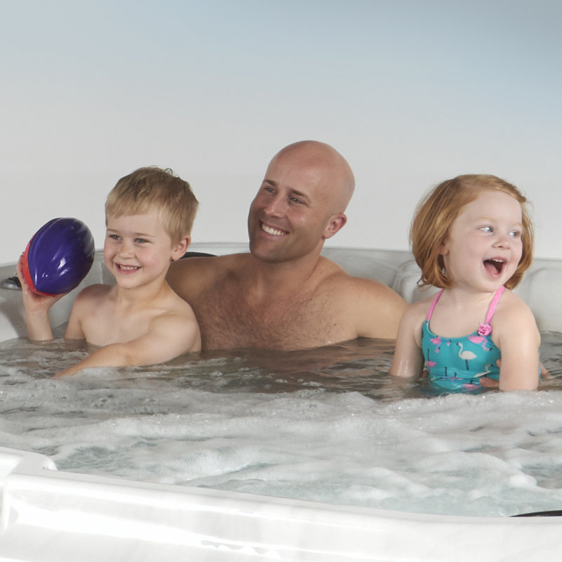 Grand Banks 6-Person Gray Square Acrylic Hot Tub with LED Lighting