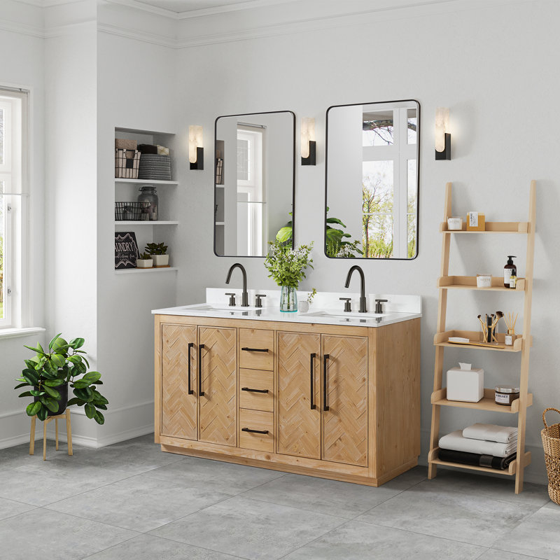 Meuble-lavabo double Eris 60 avec comptoir