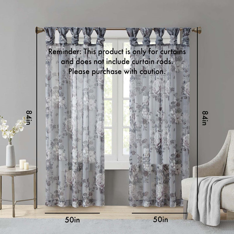 Voile avec passe-tringle, Gris, L 50 po x L 84 po