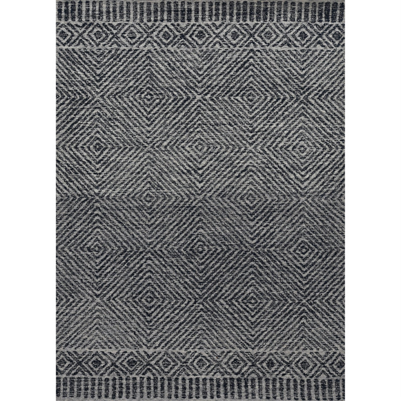 Aijah Hand Tufted Wool Geometric Indoor Rug, Rectangle 9' x 13'