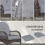 Chaises berçantes d'extérieur en osier avec coussins, 2 pièces, gris