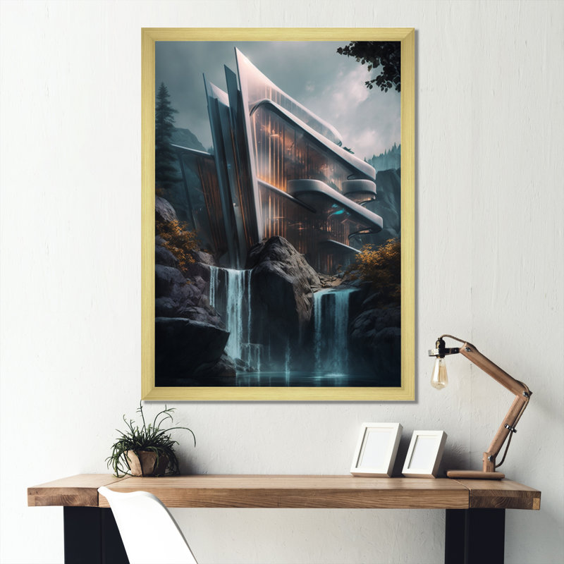 Brilliance architecturale futuriste Narcissus I, H 20 po x l 12 po x P 1 po, Encadrement doré