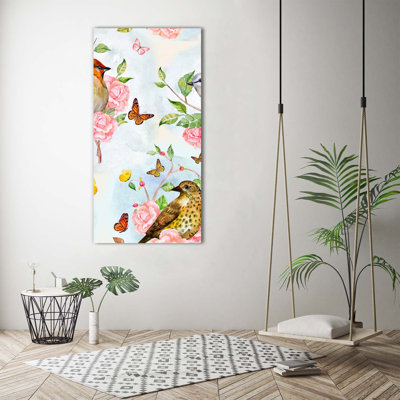 Birds Butterflies Flowers - Wrapped Canvas Print