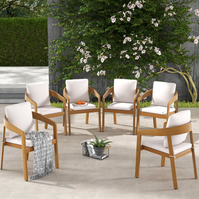 Outdoor Stackable Dining Armchair With Cushions by George Oliver