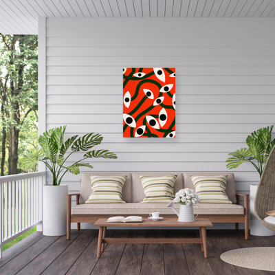 Little Dean  Evil Eyes Blossom In Red Outdoor  Canvas