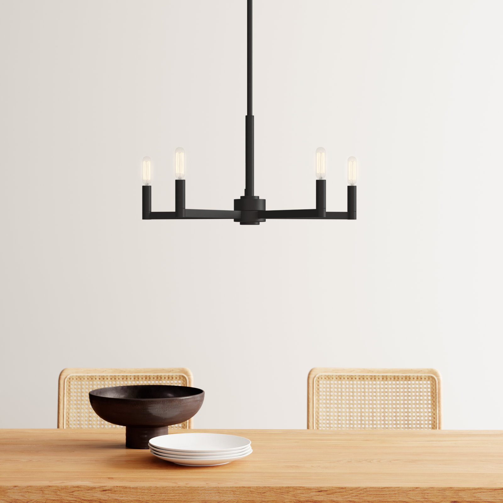 5-Light Chandelier, Midnight Black, 10.5"H x 24"W x 24"D