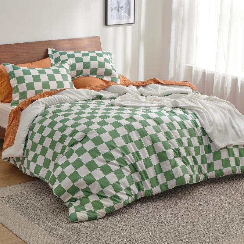 Bedsure Checkered Comforter Set, Queen Comforter + 2 Standard Shams