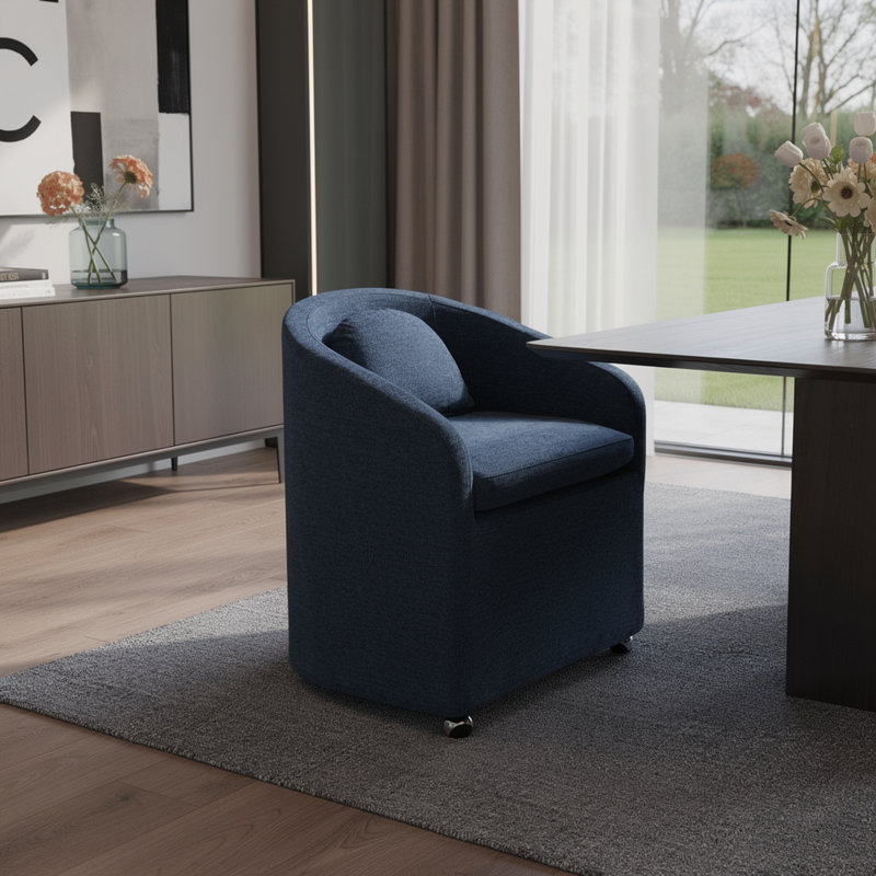 Chaise d'appoint en chenille bleue, Bleu