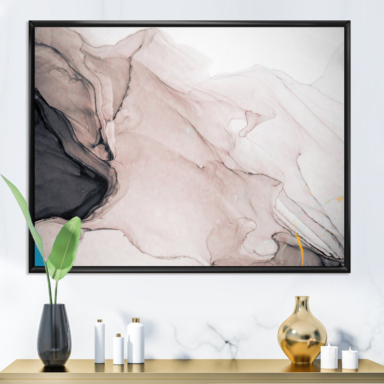 Abstract Gray Splash Paint - Modern Canvas Wall Art Wrought Studio