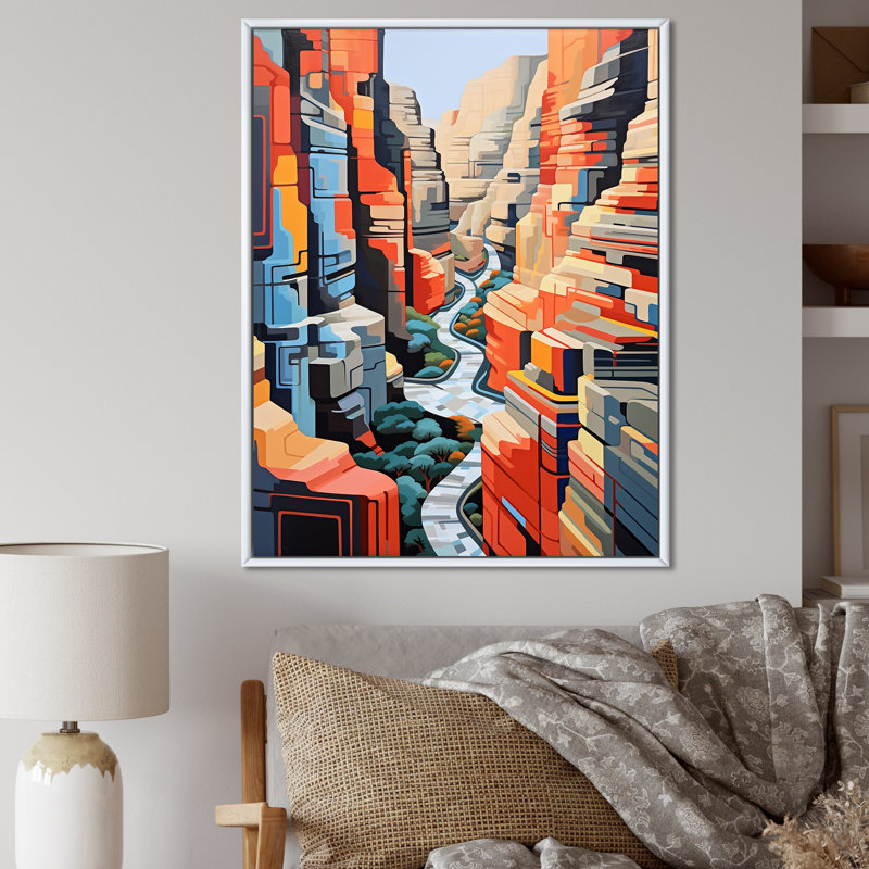Canyon de Stijl, paysage inspiré sur toile, Cadre photo noir, 40" H x 30" W
