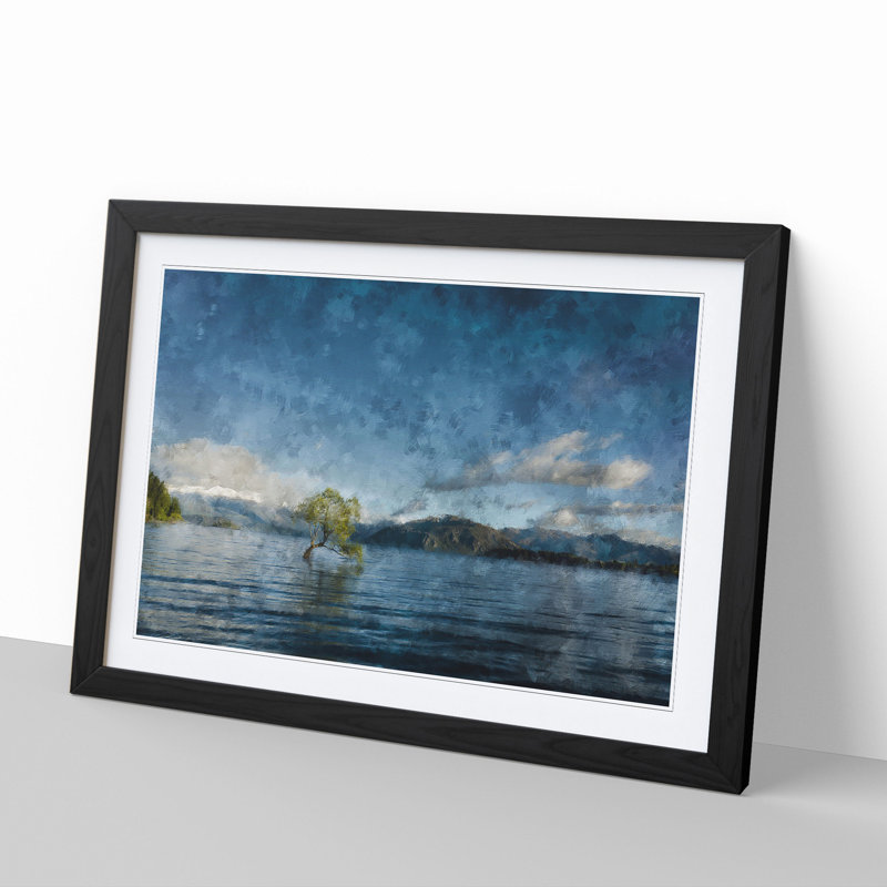 Tree in a Lake - Picture Frame Graphic Art, 27cm H x 36cm W x 2cm D, Black