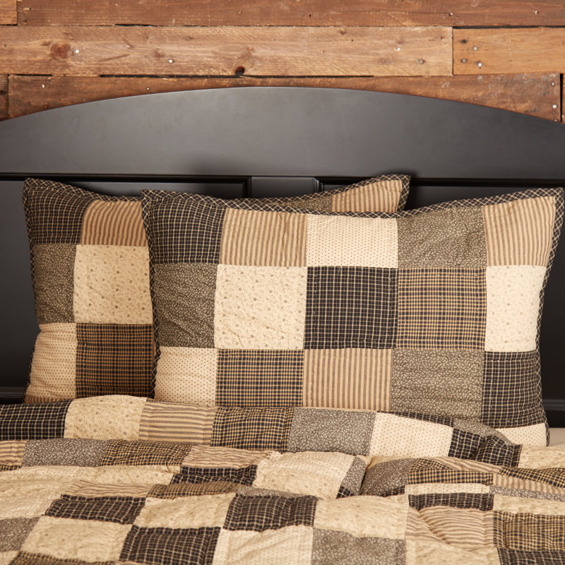 Kettle Grove Black and Beige Cotton Patchwork Sham