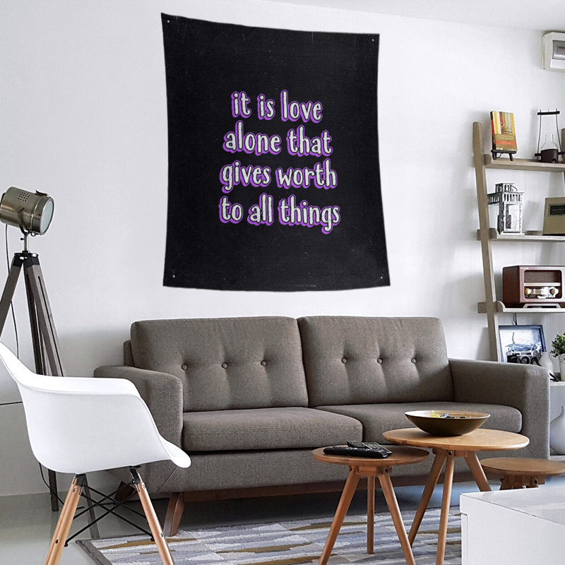 Tapisserie tableau noir de polyester love quot, Mauve, H 104 po x l 88 po