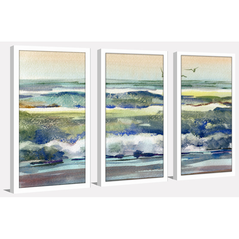 « h2o 3 », ensemble de 3 reproductions de peintures encadrées, H 25,5 po x l 40,5 po x P 1 po