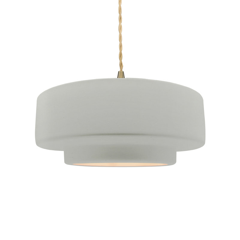 Luminaire suspendu à 1 lumière Meydan, H 5,25 po x l 14,5 po x P 14,5 po, Blanc mat, Laiton brossé