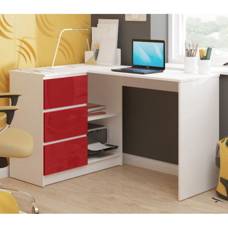 Theroux L-Shape Desk, Left, Red