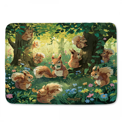 Tapis de bain écureuils en forêt