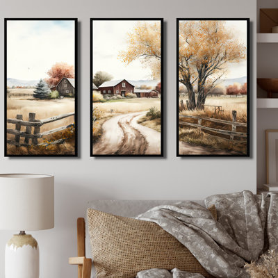 «Beautiful Barn In Spring VI», reproduction sur toile 3 pièces
