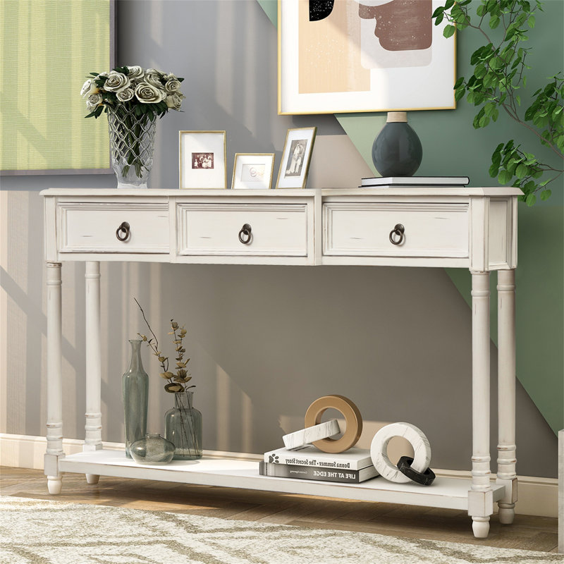 Lizabeth Console Table Sofa Table with Drawers for Entryway,Entry table,Hallway table,Hoyer table, Antique White