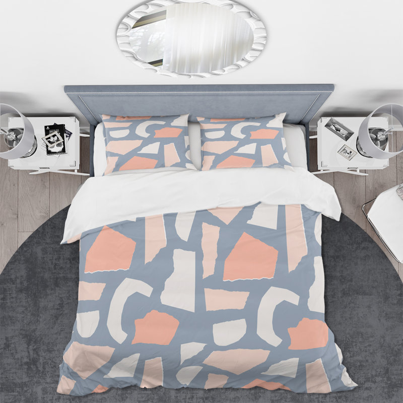 Pastel Retro Geometrics IV - Ensemble de housse de couette moderne - Microfibre de polyester