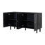 Élégant buffet à quatre portes avec des portes à motif ondulé, des pieds cylindriques et des poignées en métal élégantes, réglable, adapté pour le bureau, le vestibule et le salon-462888346