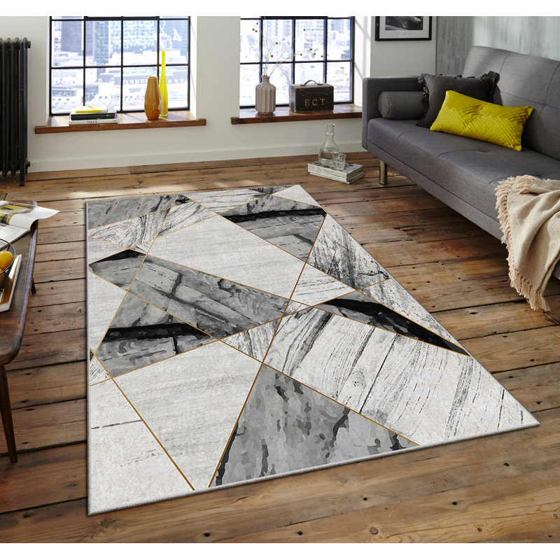 Luxurious Velvet Area Rug, 4.6 x 7.2 Feet | 100% Polyester, 740 g/m² | Non-Slip Felt Dot Underside, Machine Washable | Digital Print Design, Easy to Clean, Perfect for Living Room & Bedroom Décor